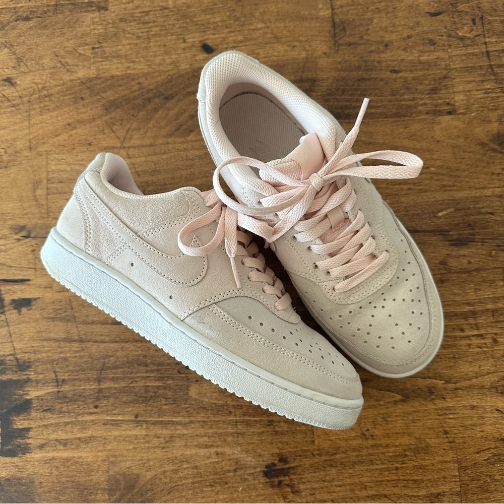 Nike Court Vision Low Sneakers | Women’s 7 | Light Pink Suede